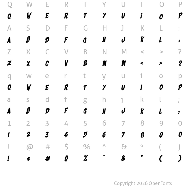 Character Map of Shaka Pow Regular