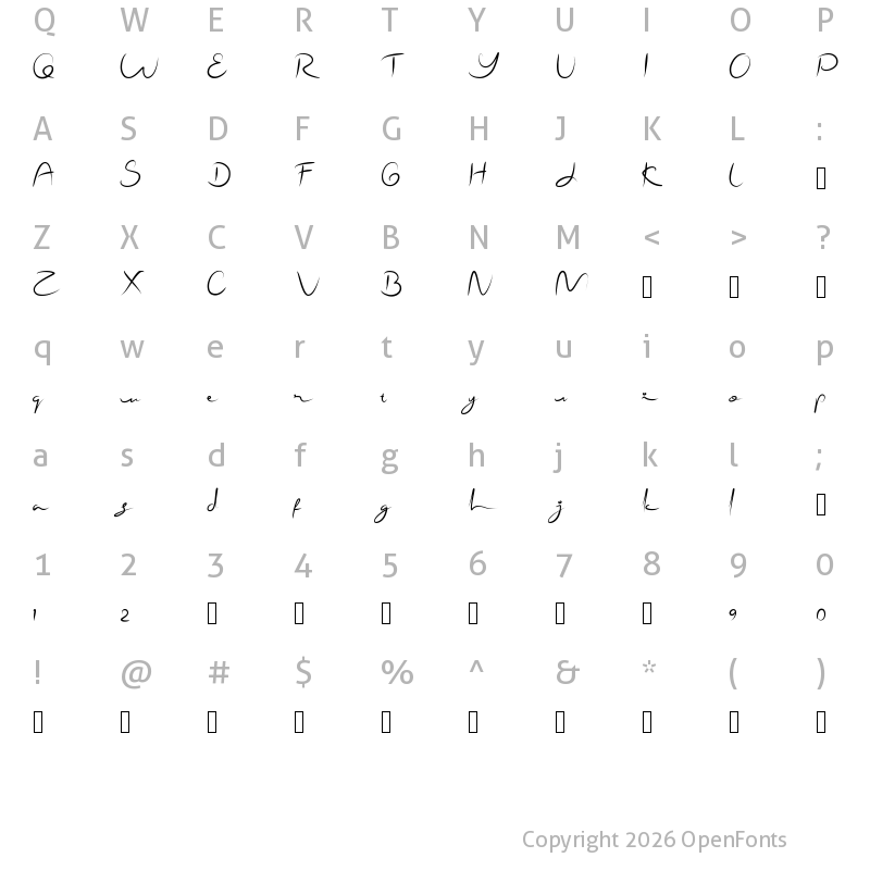 Character Map of Shamallien Regular