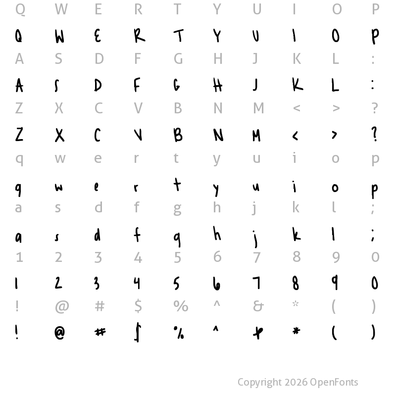 Character Map of shannnn Regular
