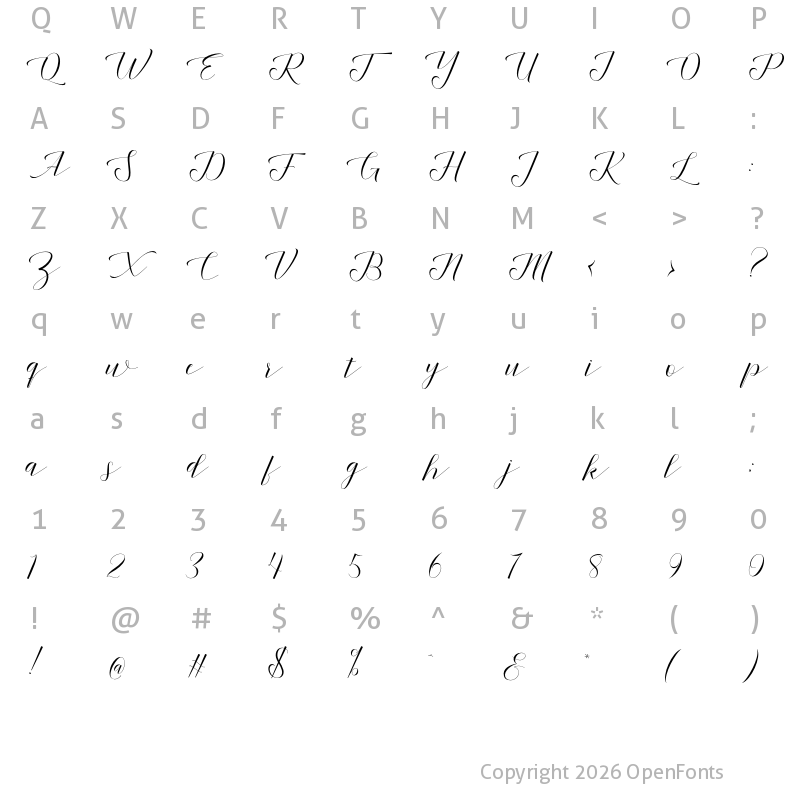 Character Map of Shanti Slant Regular