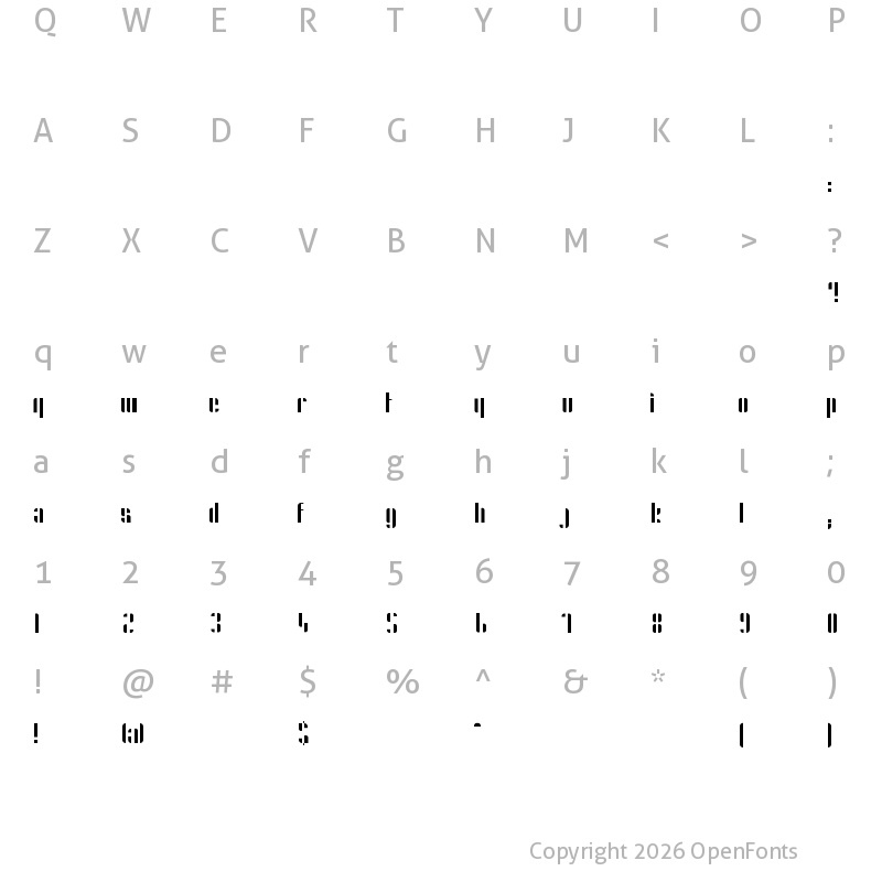 Character Map of Shape Bold
