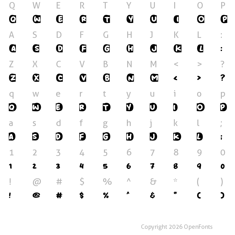 Character Map of Share Dong Regular
