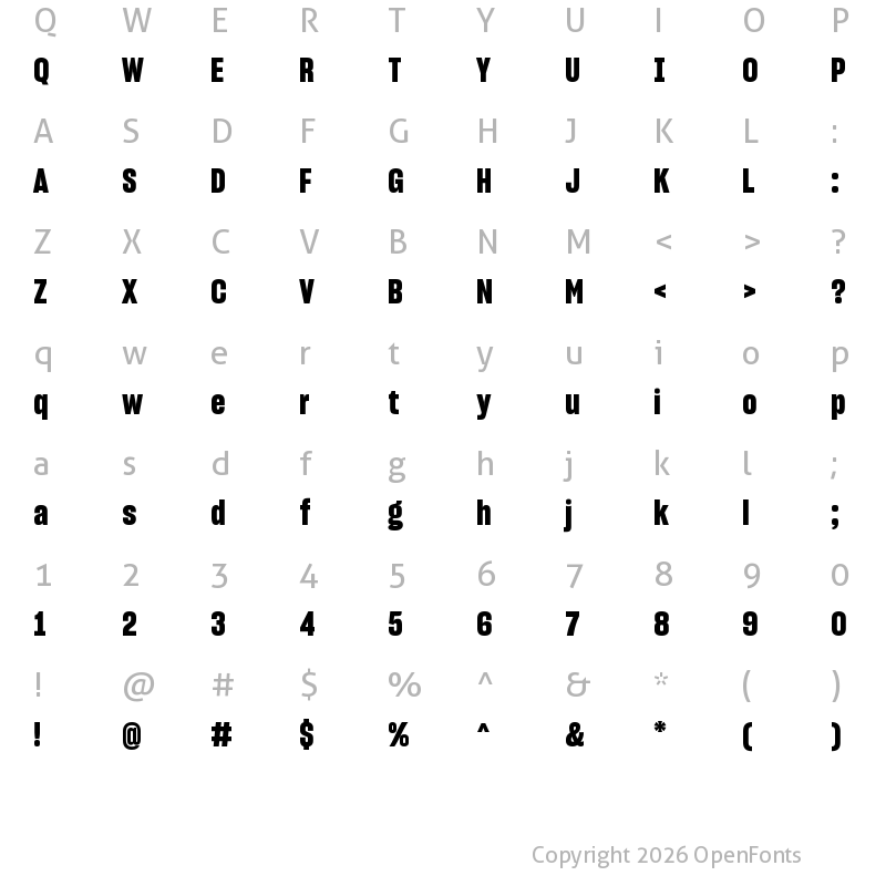 Character Map of Sharp Grotesk Bold 15 Regular