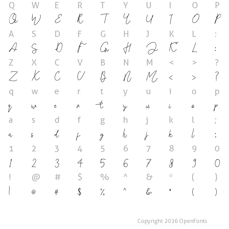 Character Map of Shasine Time Regular