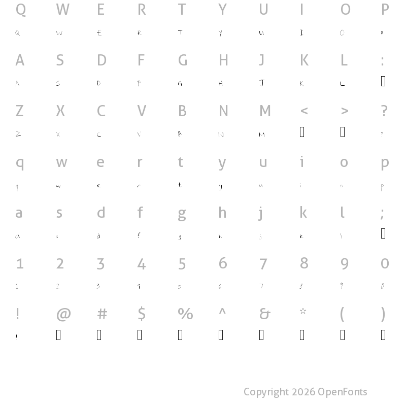 Character Map of Shaynes_Handwriting Regular