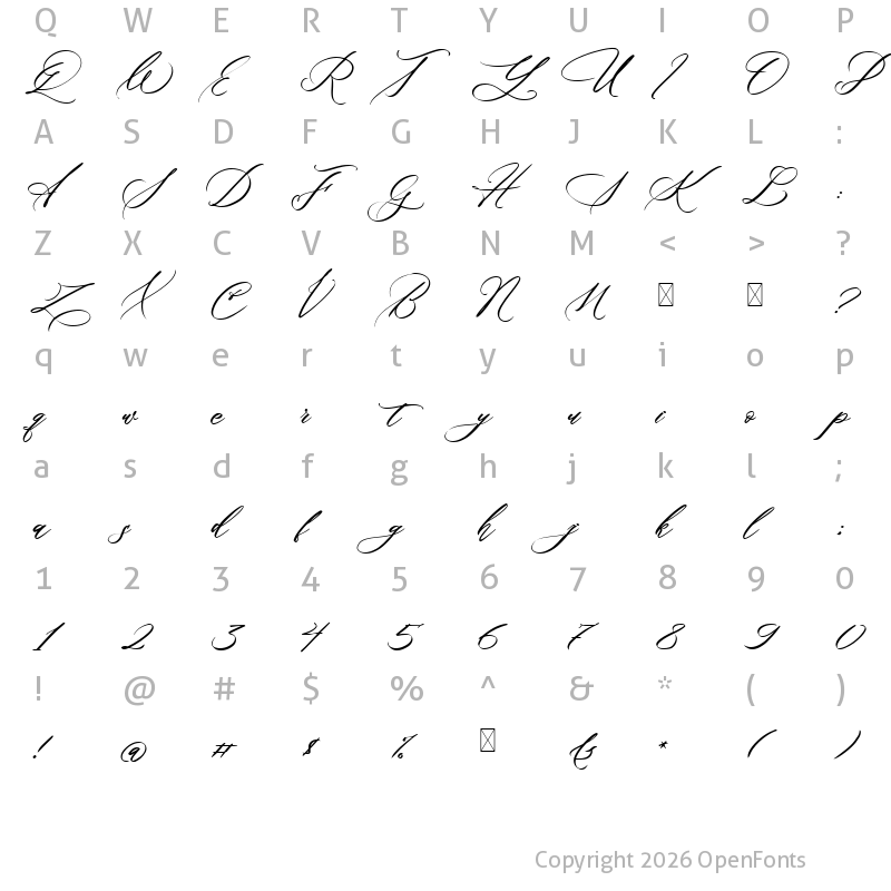 Character Map of She Lost Her Mind Regular