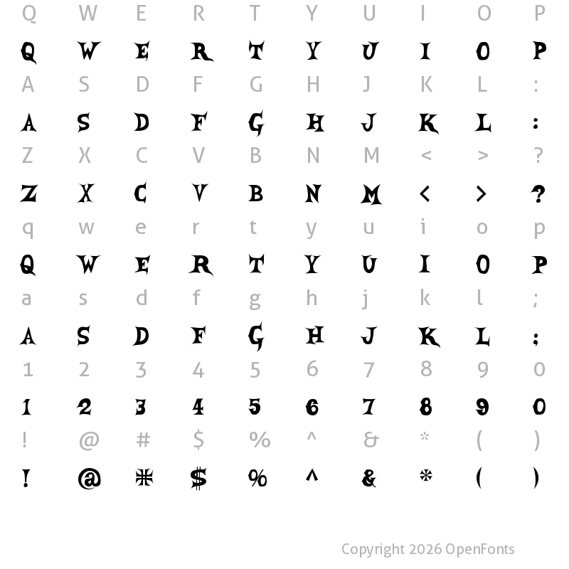 Character Map of SheCreature Regular