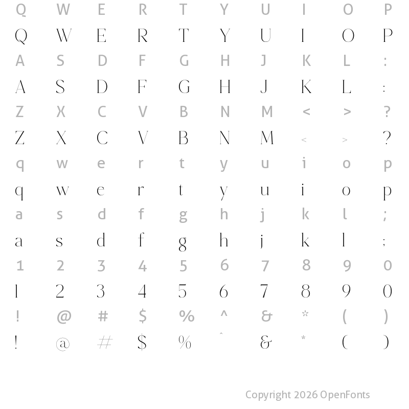 Character Map of Shefian Regular