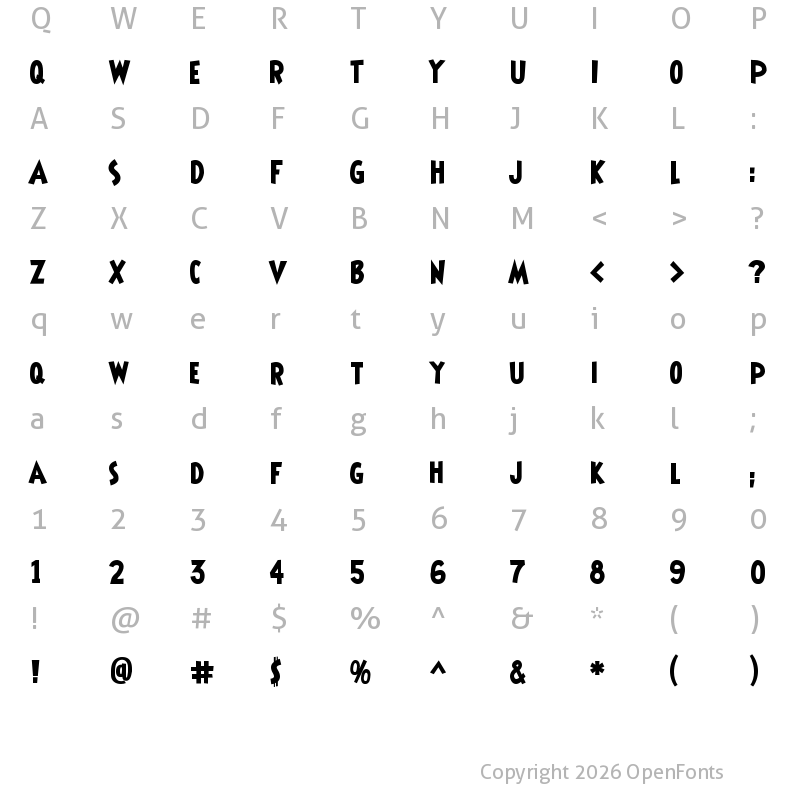 Character Map of Shermlock Regular
