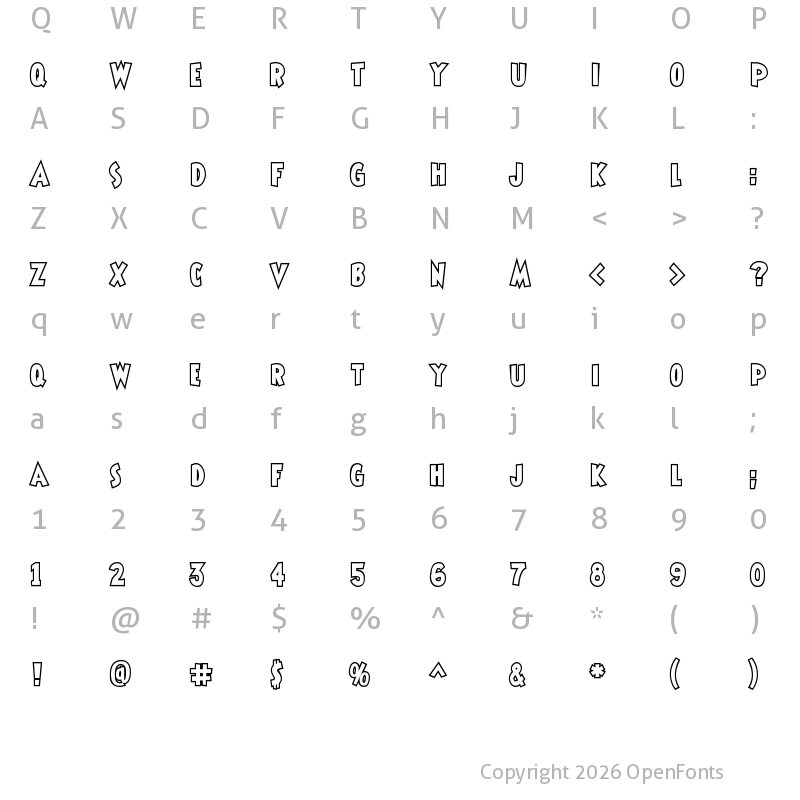 Character Map of ShermlockOpen Regular