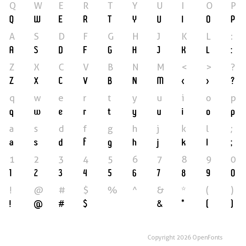 Character Map of Shift Type Basic Regular