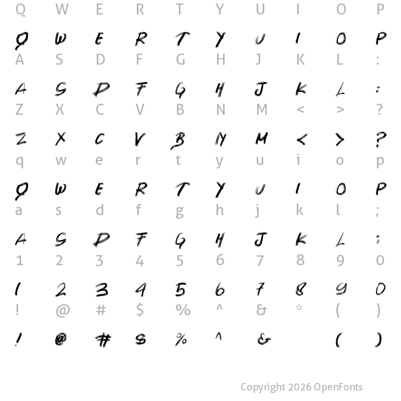 Character Map of SHIMASU Regular