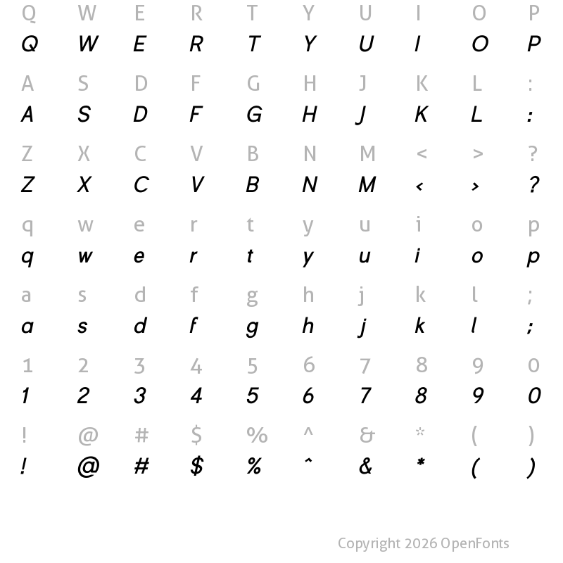 Character Map of Shine-Pro-Bold-Obl ?