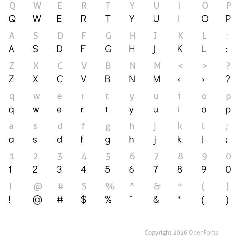 Character Map of Shine-Pro-Reg ?