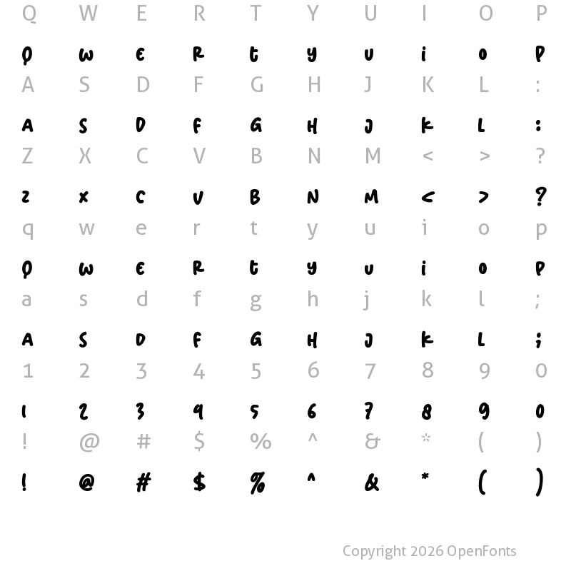 Character Map of Shining Monday Regular