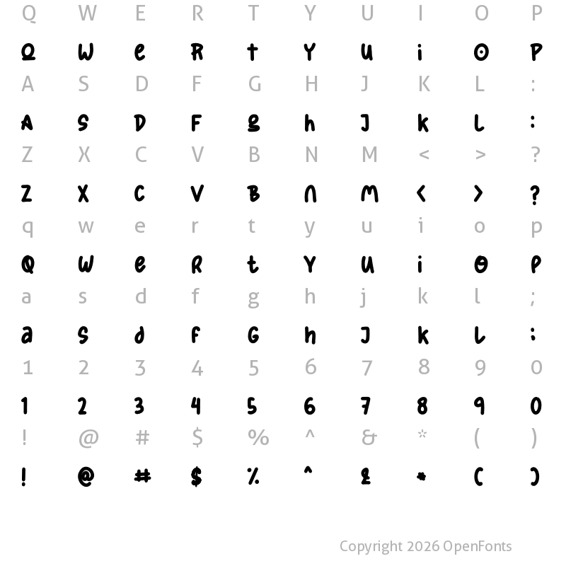 Character Map of Shining Stars Regular