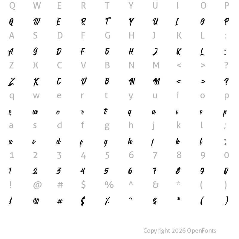 Character Map of Shintonia Regular