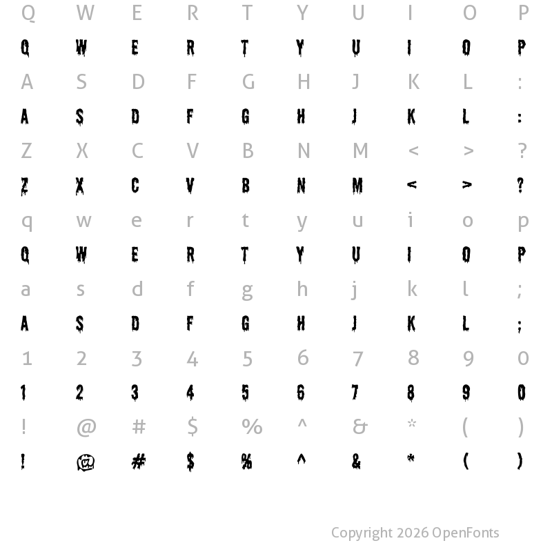 Character Map of Shlop Regular