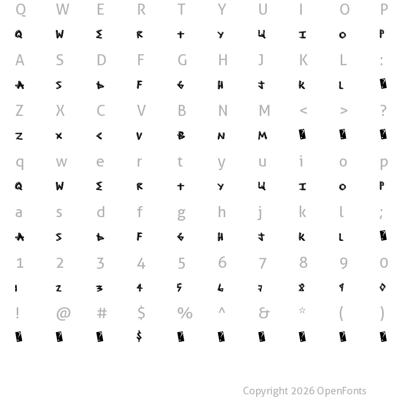 Character Map of ShockTreatment Regular
