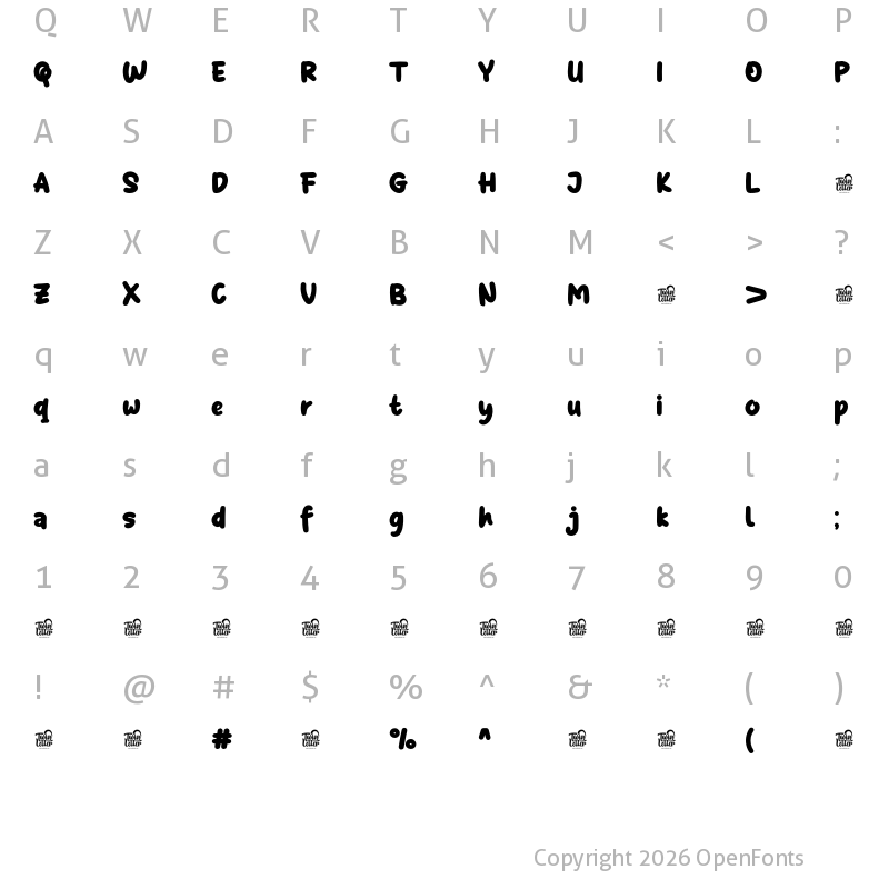 Character Map of Shyest Personal Use Bold