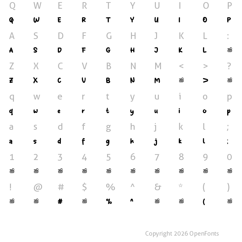 Character Map of Shyest Personal Use Regular