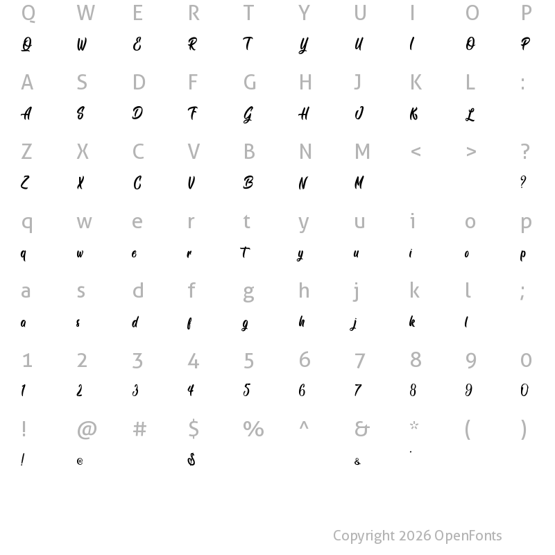 Character Map of Siam Giants Regular