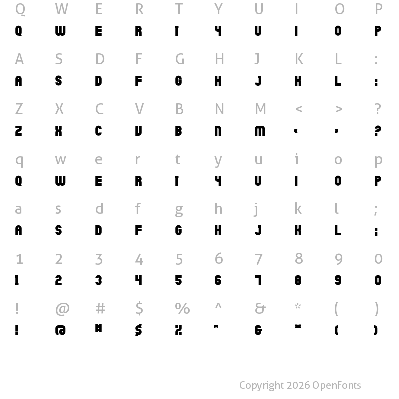 Character Map of Sicret PERSONAL Extra Bold