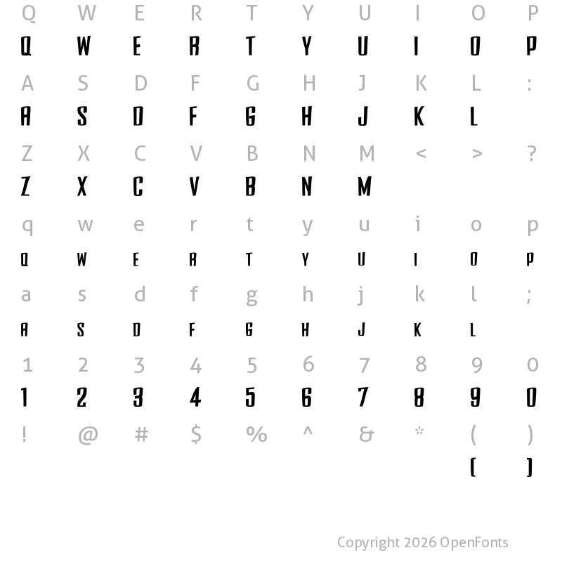 Character Map of Side Winder (sRB) Regular