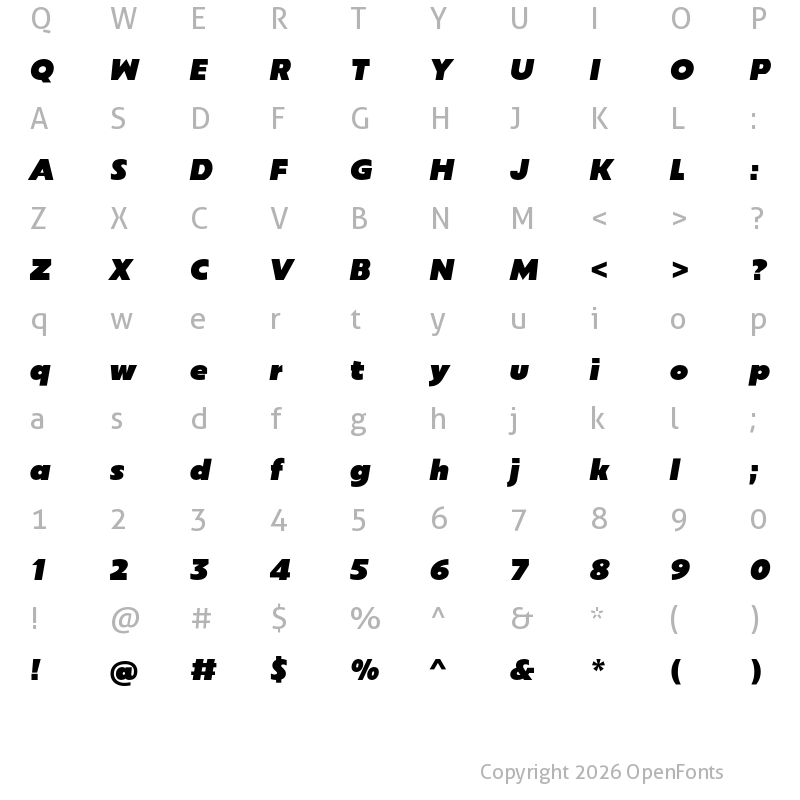 Character Map of Sigmund PRO Bold Italic