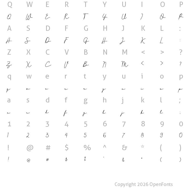 Character Map of Signashine Regular