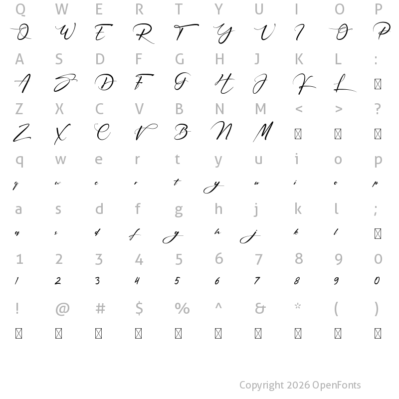 Character Map of Signatine Regular