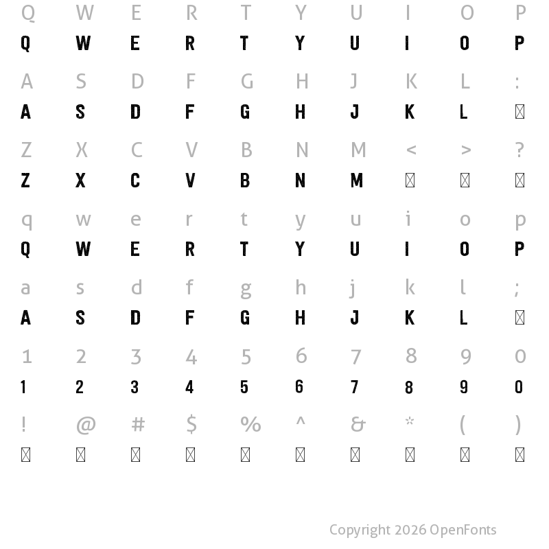 Character Map of SIGNCORE Regular