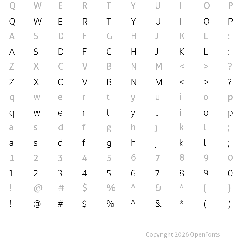 Character Map of Signo Light