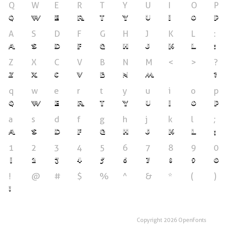 Character Map of Signore in Rosso Hollow Regular