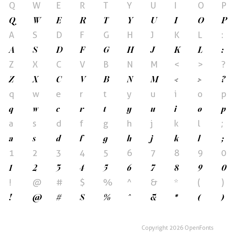Character Map of Sigurd Extra Bold Italic