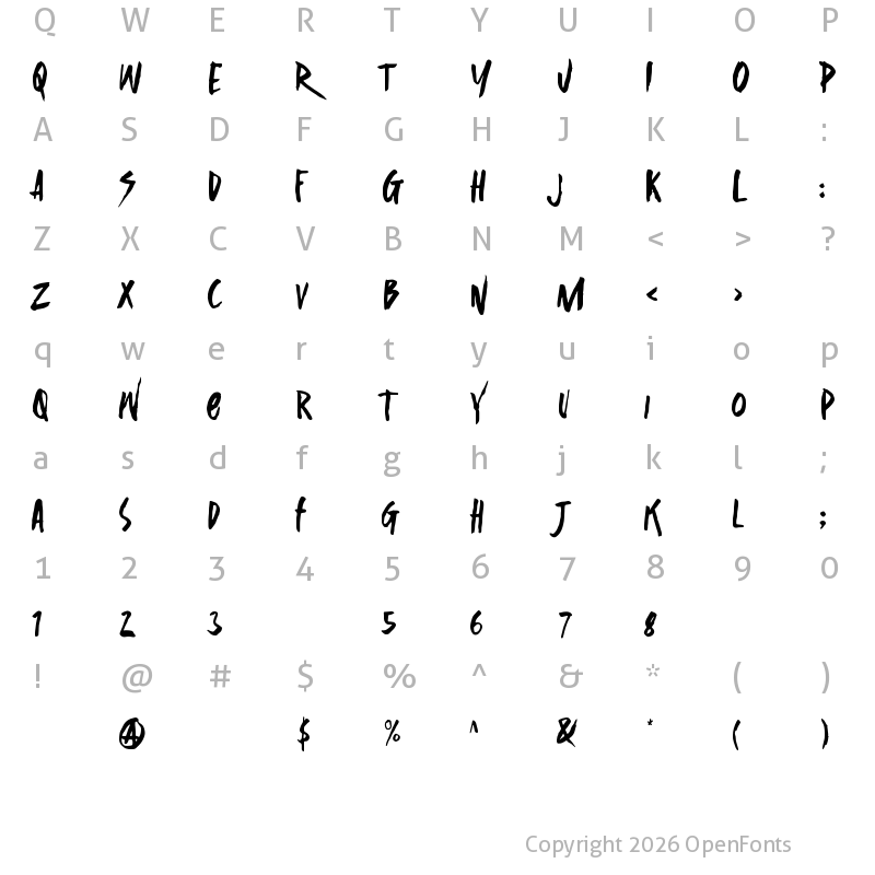 Character Map of Silent Forest Regular