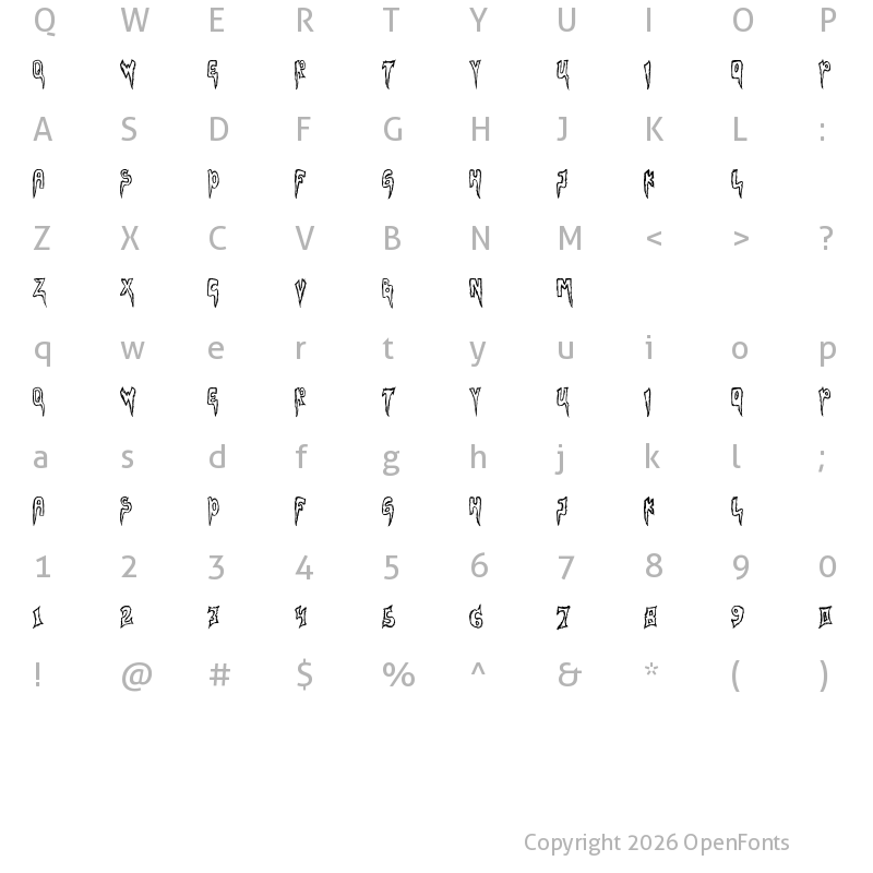 Character Map of SILENT Regular