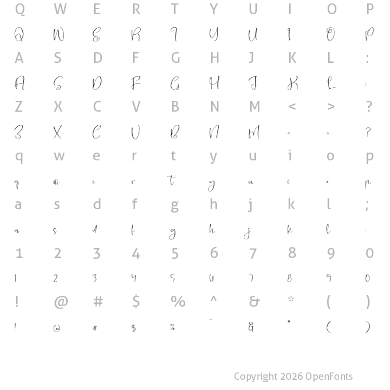 Character Map of Silhuettes Girlstar Regular