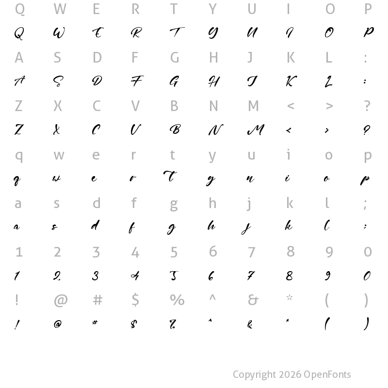 Character Map of Sillene Regular