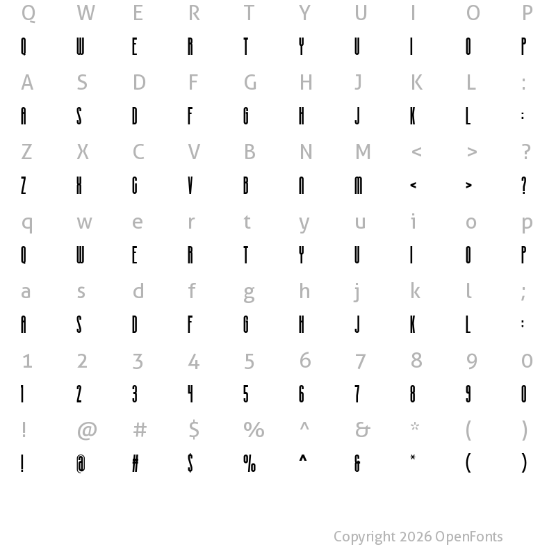 Character Map of SILVER CROWN Regular
