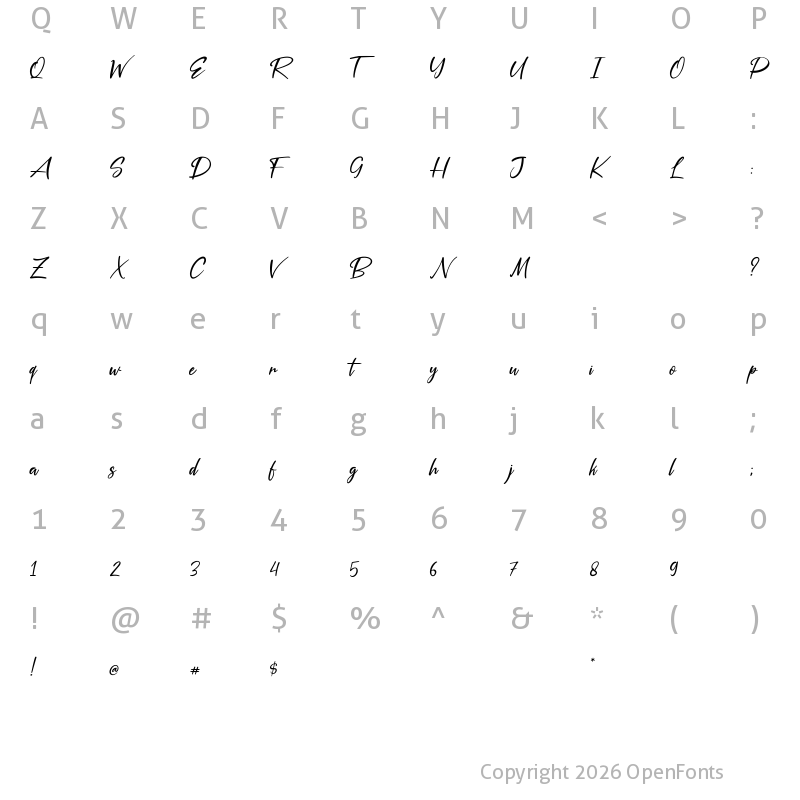 Character Map of Silver Pen Regular