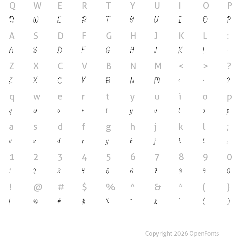 Character Map of Silver Rocky Regular