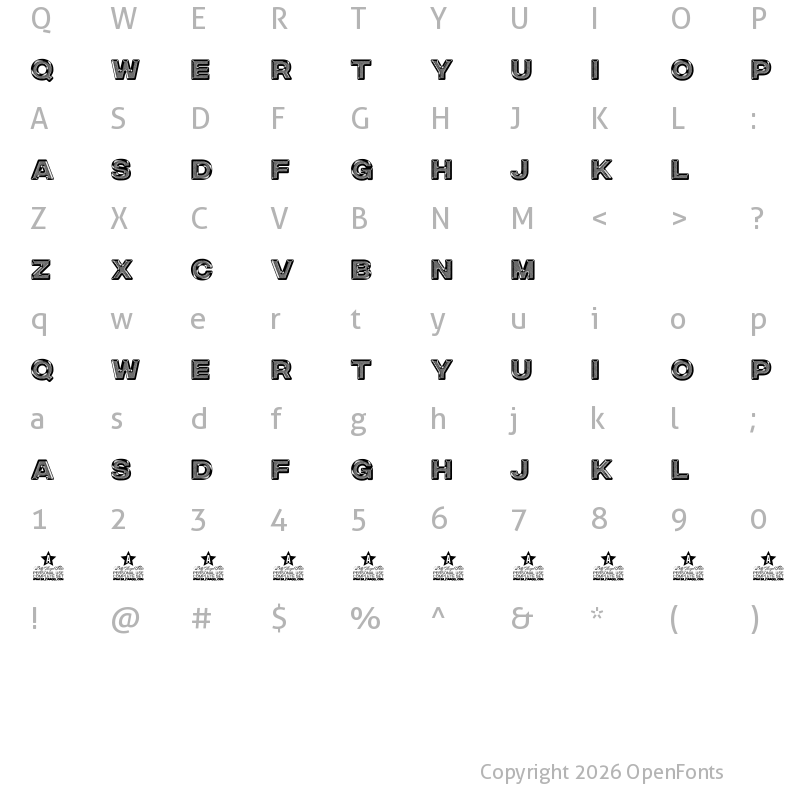 Character Map of SILVERADO PERSONAL USE Regular
