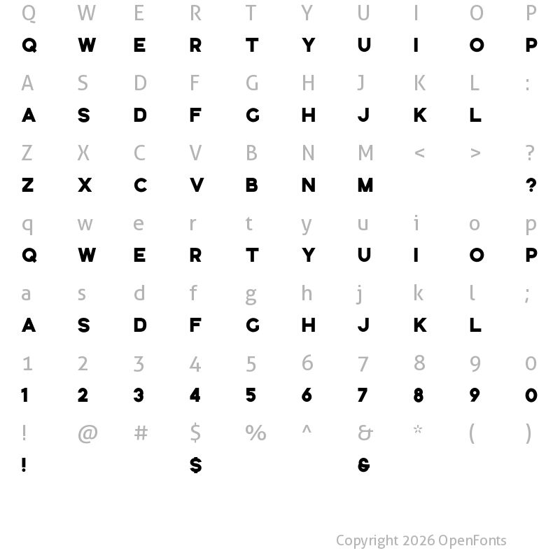 Character Map of Silverstone Sans Sans