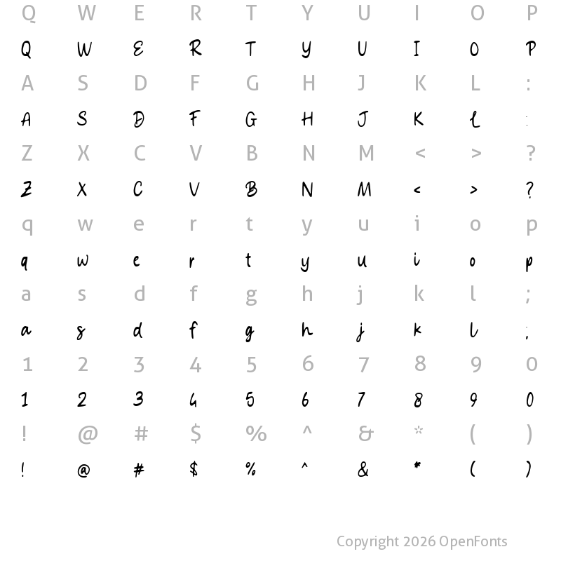 Character Map of Simon Blooming Demo Regular