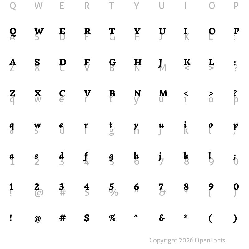 Character Map of Simonetta Black Italic