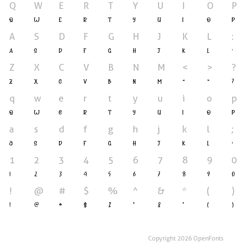Character Map of Simple Kitchen Regular