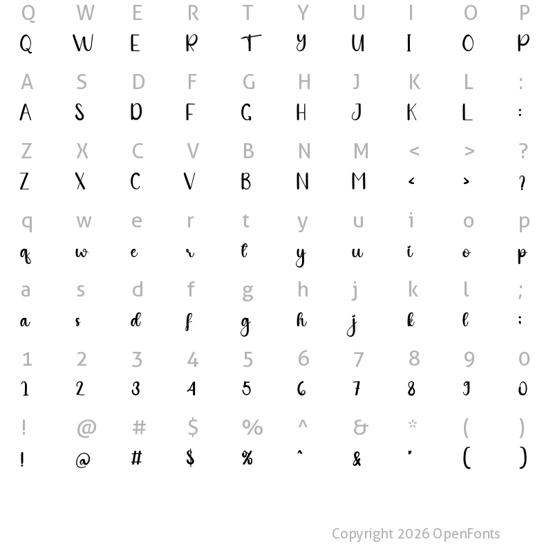 Character Map of Simple Lemonade Regular