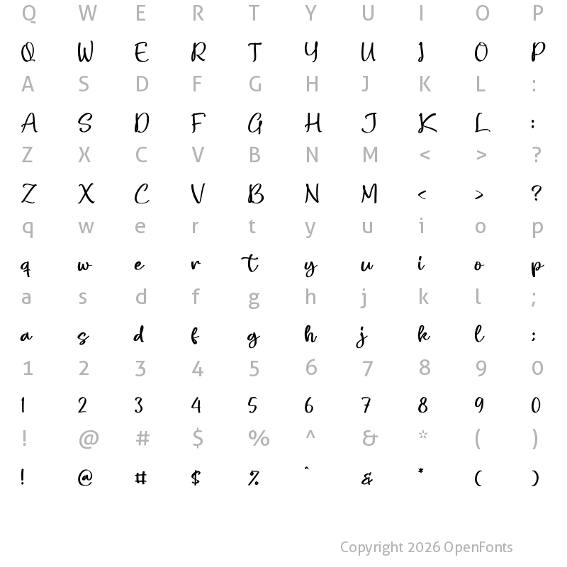 Character Map of Simple Love Regular