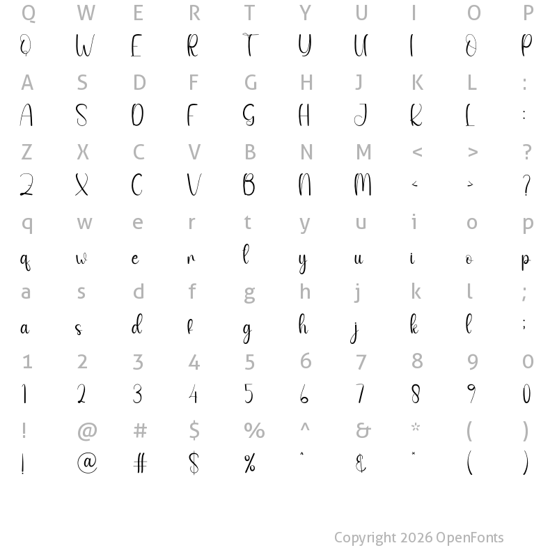 Character Map of Simple Valentine Regular